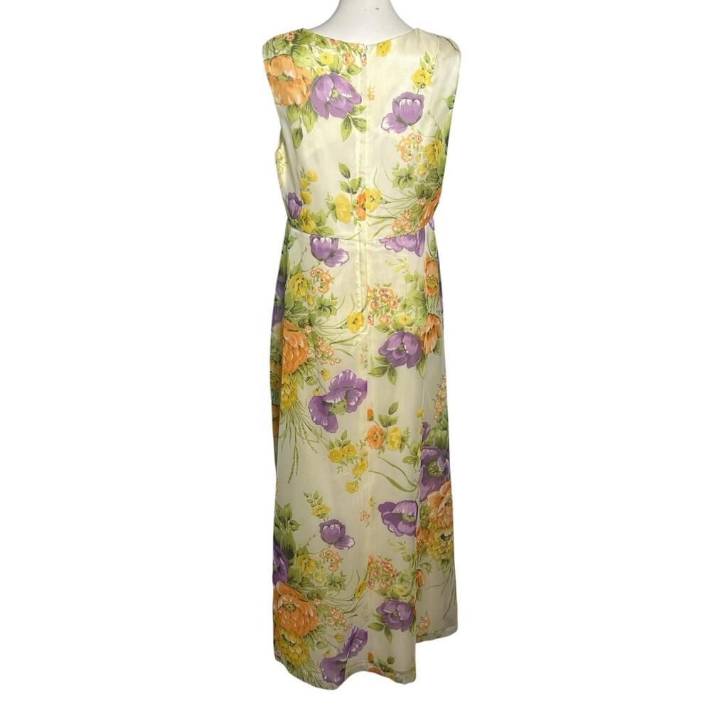 Vintage 70s Floral Maxi Dress Cottagecore Empire Waist Pastel Garden LARGE - Picture 5 of 7